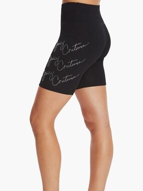 Juicy Couture Black High-Waist Rhinestone Script Bike Shorts